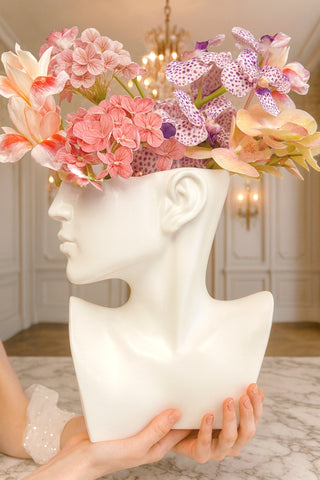 Lady Ceramic Flower Vase in White