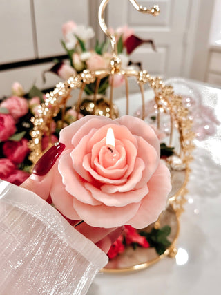 La France Rose Candle Set of 3 part of Anaïs Candle's floral sculpture candle collection.