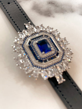 Sapphire Emerald Cut Rhinestones Buckle Bracelet.