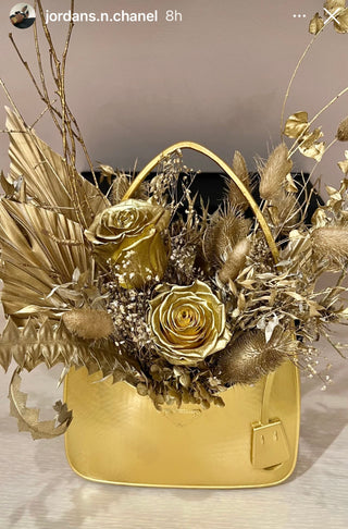 Freya Handbag Resin Vase in Gold.