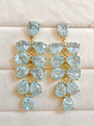 Stella Ice Blue Rhinestones Drop Earrings