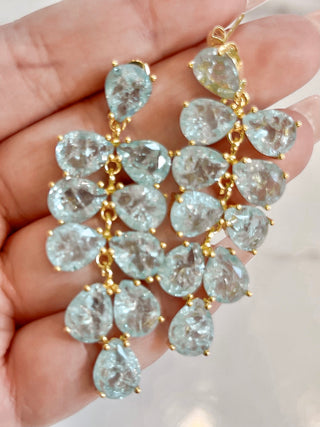 Stella Ice Blue Rhinestones Drop Earrings