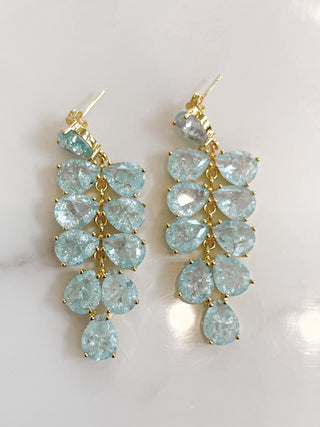 Stella Ice Blue Rhinestones Drop Earrings