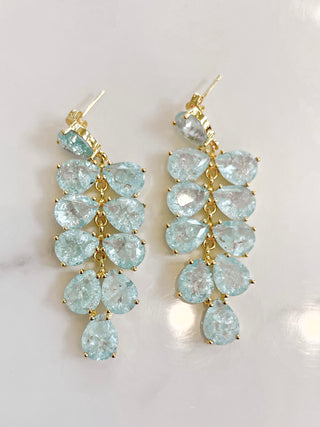 Stella Ice Blue Rhinestones Drop Earrings