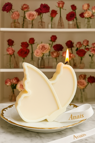 Butterfly-inspired dreamy candle, high-end decorative candle for elegant interiors.
