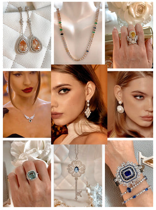 Photo collage of Anaïs Candle's Jewelry collection.