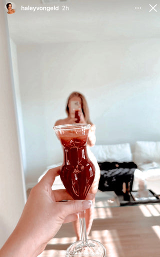 The Lady Glass Cup Set - Handblown featured in an influencer's Instagram post.