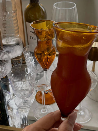 The Lady Glass Cup Set in Amber - Handblown