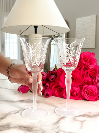 Embossed Floral Glass Cup Set of 2.