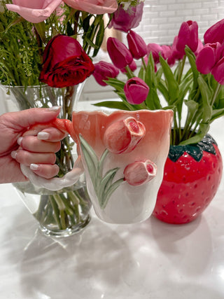Tulip Ceramic Mug - Handcrafted with a unique ceramic handle that twists.