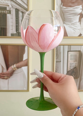 Summer Flower Glass Cup in Pink.