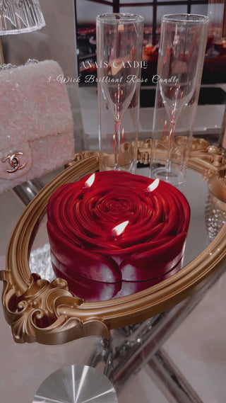 3-Wick Brilliant Rose Candle in Red promotional video.
