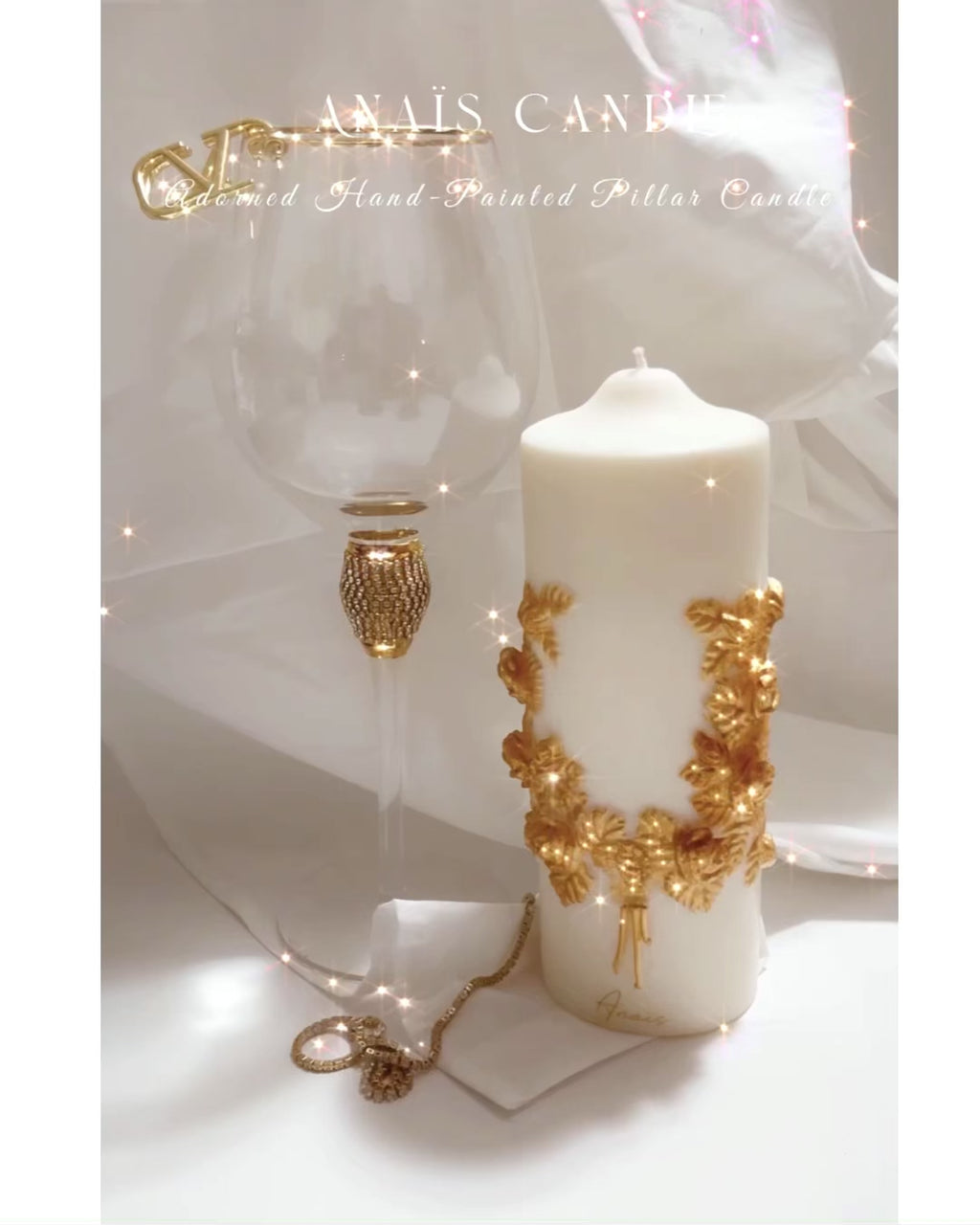 “Promise of Life” -Golden Wheat Pillar Candle