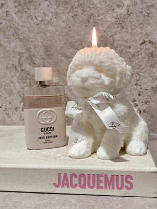 Anaïs Puppy Candle in White.