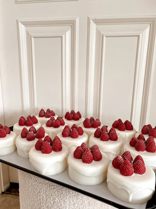 A completed batch of Anaïs Strawberry Shortcake Candles.