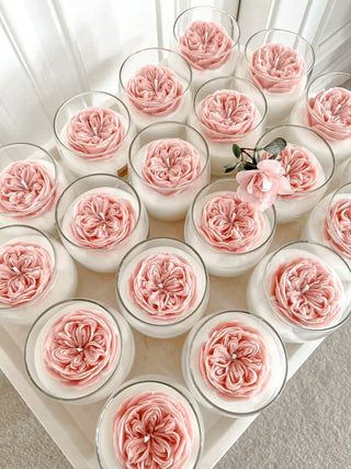 A fresh batch of Austin Rose Candles.