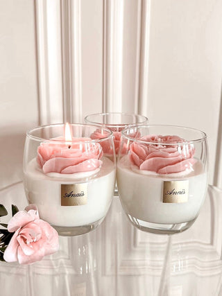 Two Austin Rose Candles next to each other.