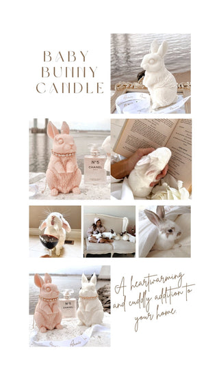 Baby Bunny Candle in White.