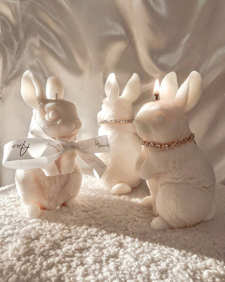 Baby Bunny Candle in White.