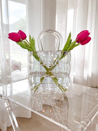 Camélia Padded Glass Handbag Vase in Rainbow