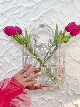 Camélia Padded Glass Handbag Vase in Rainbow