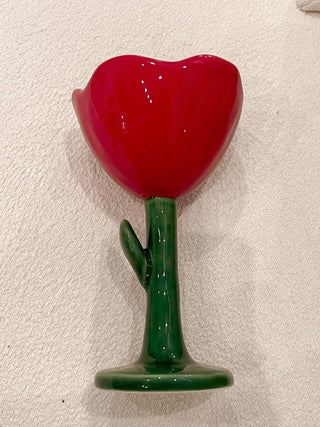 Ceramic Tulip Flower Cup in Red.