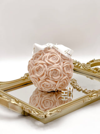 The Flower Romance Candle in French Rose Pink, designed by Anaïs Candle.