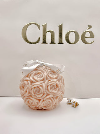 The Flower Romance in French Rose Pink, handcrafted with all-natural premium beeswax and soy wax.