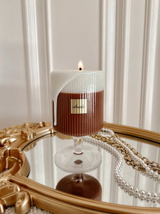French Latte Candle on a luxurious vintage mirror tray.