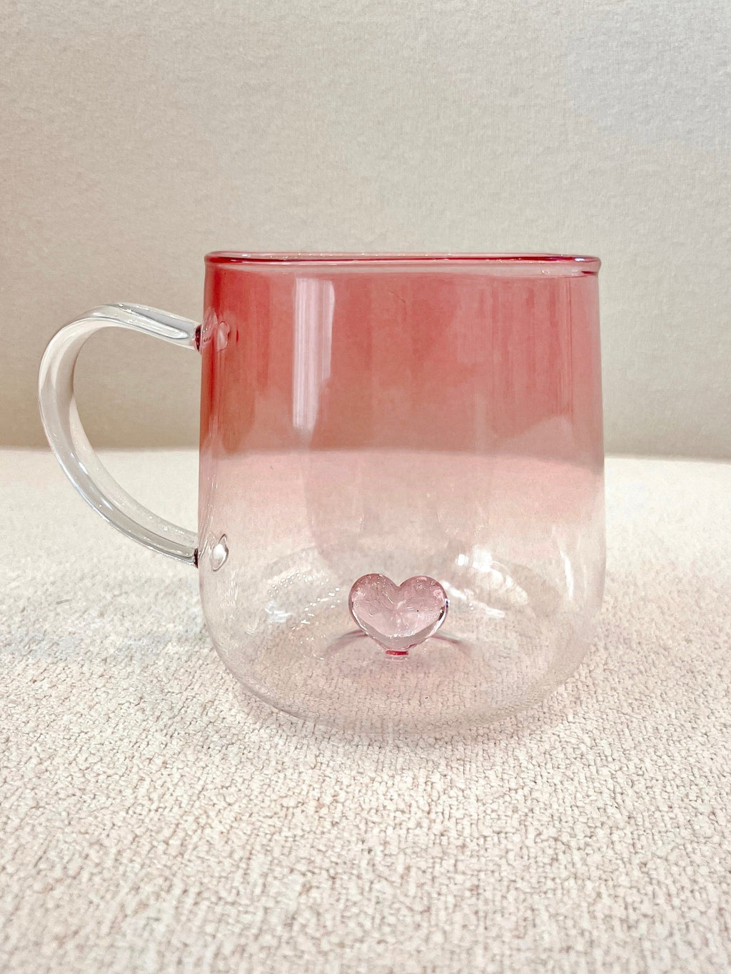 Pink Hearts Glass Iced Coffee Cup