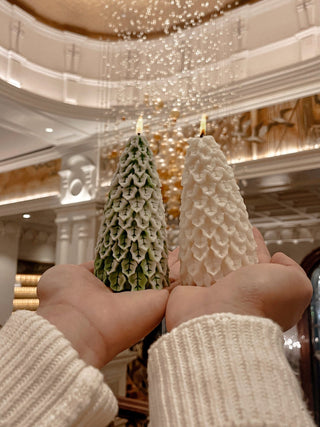 Snowy Pine Tree Candle Set.