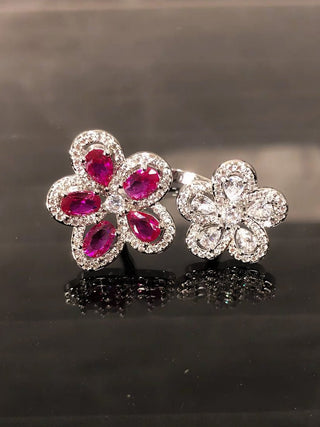 Rosie Double Flower Adjustable Ring.