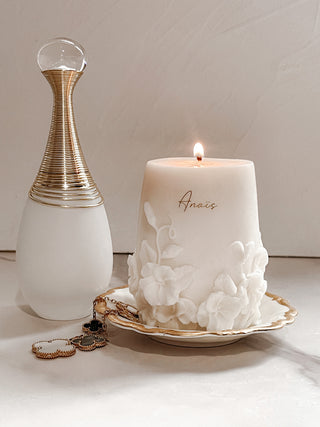 Embossed Floral Candle.