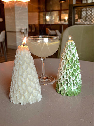 Snowy Pine Tree Candle Set.