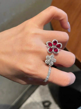 Rosie Double Flower Adjustable Ring.