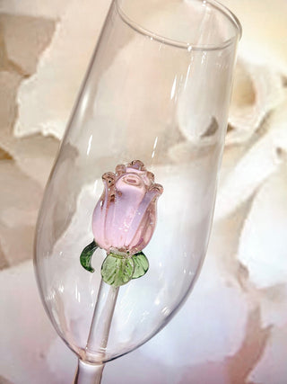 La Vie En Rose Champagne Glass Set of 2 - Handcrafted.