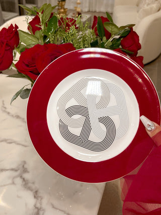 Luxurious Link Ceramic Plate in Red by Anaïs Candle 1.