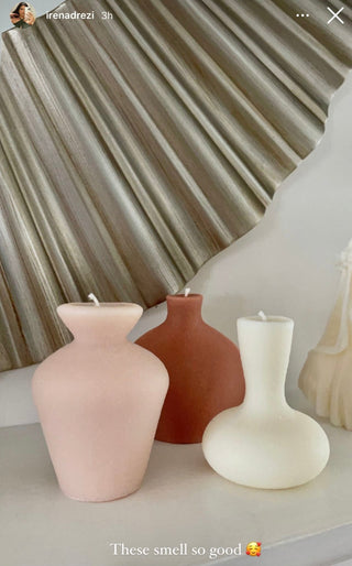 Organic Modern Ceramic Vase Shape Candle Set in Neutral Palette.