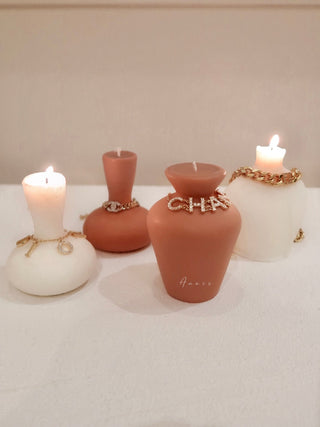 Organic Modern Ceramic Vase Shape Candle Set in Neutral Palette.