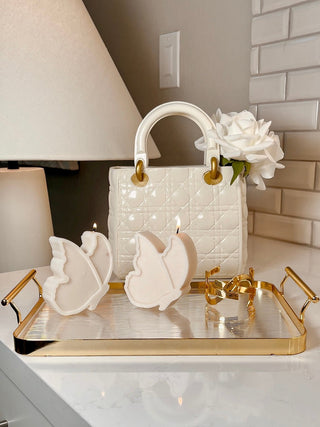 Scarlett Handbag Resin Vase in Beige