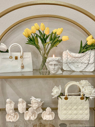 Scarlett Handbag Resin Vase in Beige