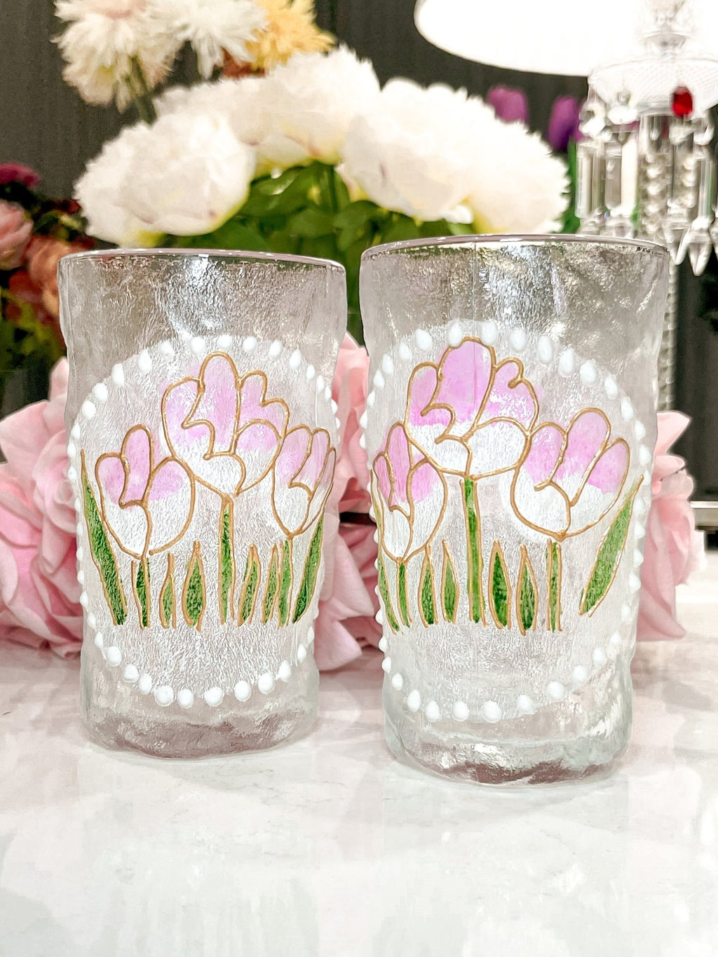 how to DIY Floral Painted Glass Cup Set