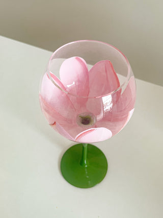 Summer Flower Glass Cup in Pink.