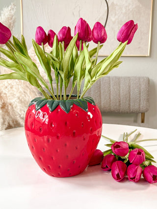 Summer Strawberry Ceramic Vase.