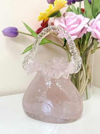 The Glass Art Handbag Vase in Pink - Handcrafted