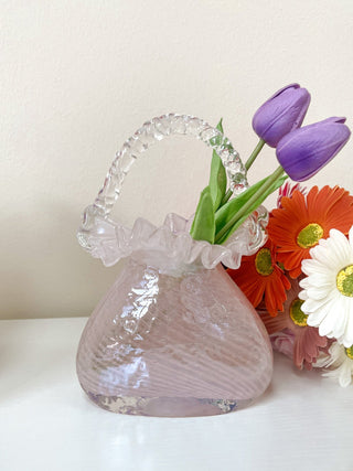 The Glass Art Handbag Vase in Pink - Handcrafted