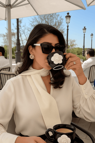 Camellia Romance ceramic cup set used at a romantic garden tea party