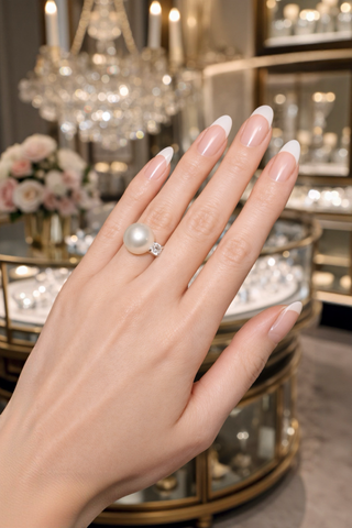 Étoile de Perle Genuine South Sea White Pearl Sterling Silver Adjustable Ring