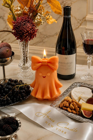 Halloween Bow & Boo Candle in Autumn Glow