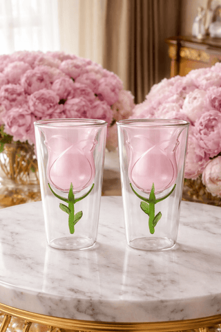 Enchanted Rose Glass Cup Set of 2 used at a glamorous cocktail party